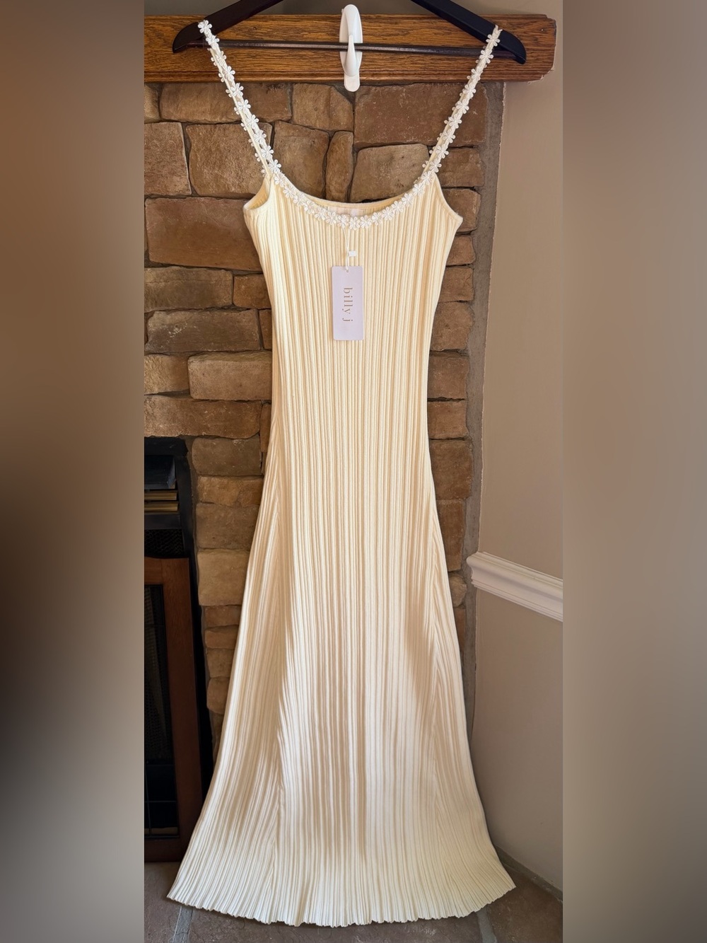 Billy J | Penelope Maxi Knit Dress | Daisy Trim Ribbed | M/L | NWT